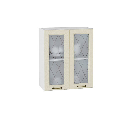 Шкаф верхний с 2-мя остекленными дверцами Ницца, цвет: Дуб крем