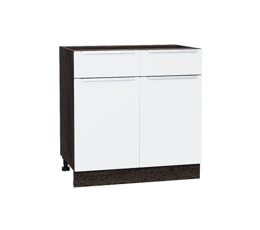 Шкаф нижний с 2-мя дверцами и 2-мя ящиками Фьюжн, цвет: Silky White