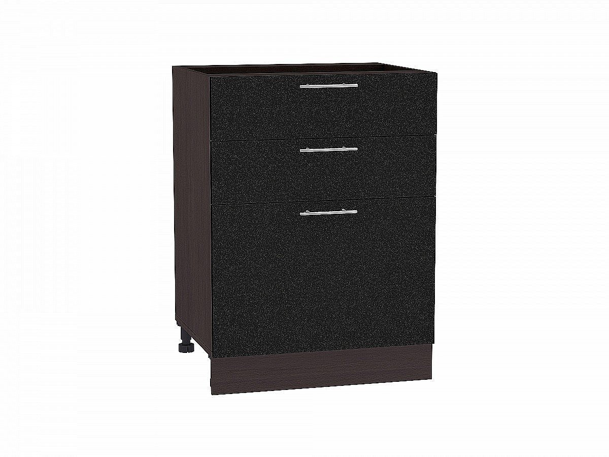 Шкаф нижний с 3-мя ящиками Валерия-М, цвет: Черный металлик Шкаф нижний с 3-мя ящиками Валерия-М, цвет: Черный металлик