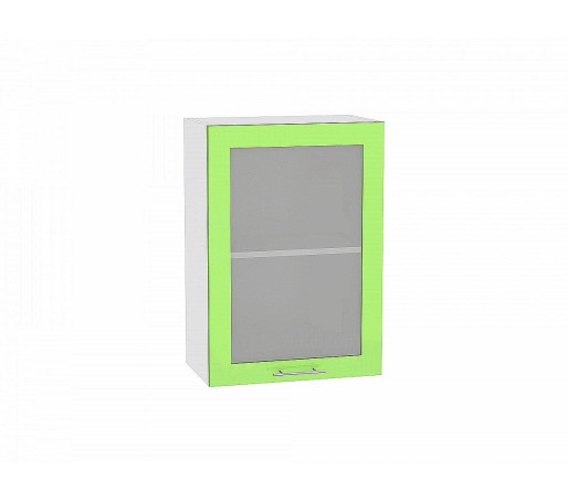 Шкаф верхний с 1-ой остекленной дверцей Валерия-М, цвет: Салатовый глянец