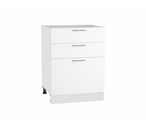 Шкаф нижний с 3-мя ящиками Валерия-М, цвет: Белый глянец