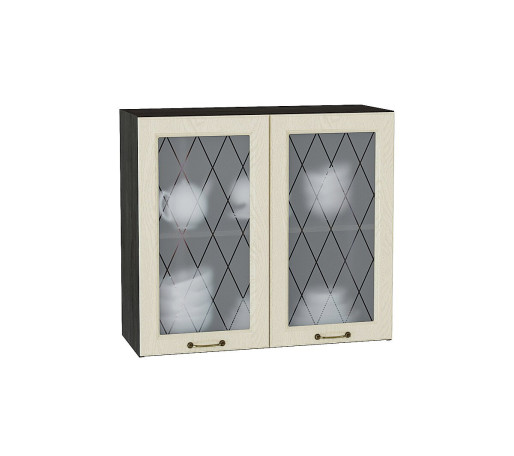 Шкаф верхний с 2-мя остекленными дверцами Ницца, цвет: Дуб крем