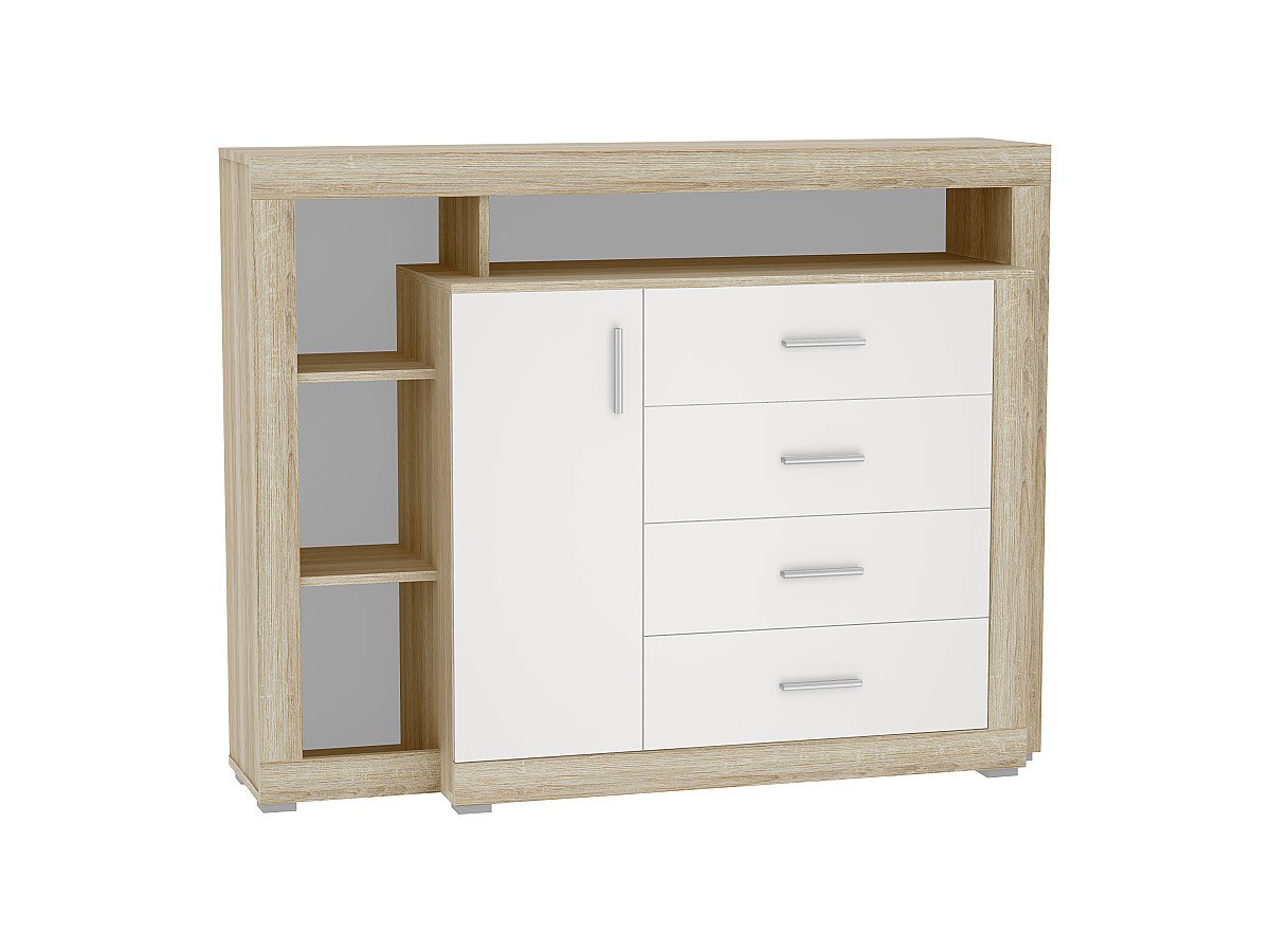 Комод Берген КМ-214 с 4-мя ящиками, цвет: Белый глянец Комод Берген КМ-214 с 4-мя ящиками, цвет: Белый глянец