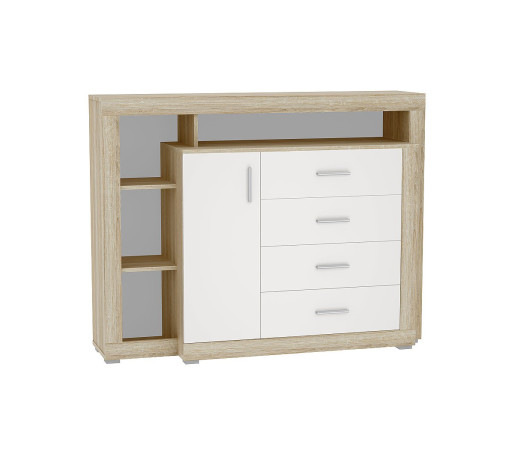 Комод Берген КМ-214 с 4-мя ящиками, цвет: Белый глянец