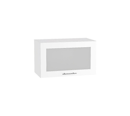 Шкаф верхний горизонтальный остекленный глубокий Валерия-М, цвет: Белый глянец