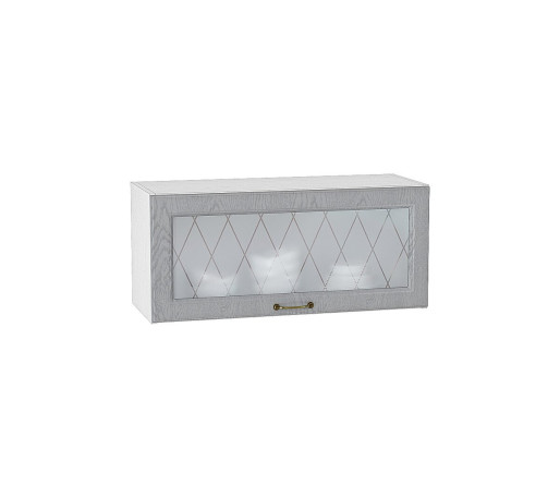 Шкаф верхний горизонтальный остекленный Ницца, цвет: Дуб серый