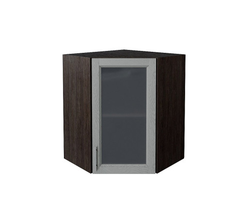 Шкаф верхний угловой остекленный Сканди, цвет: Grey Softwood