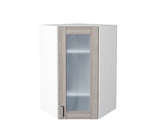 Шкаф верхний угловой остекленный Лофт, цвет: Cappuccino Veralinga