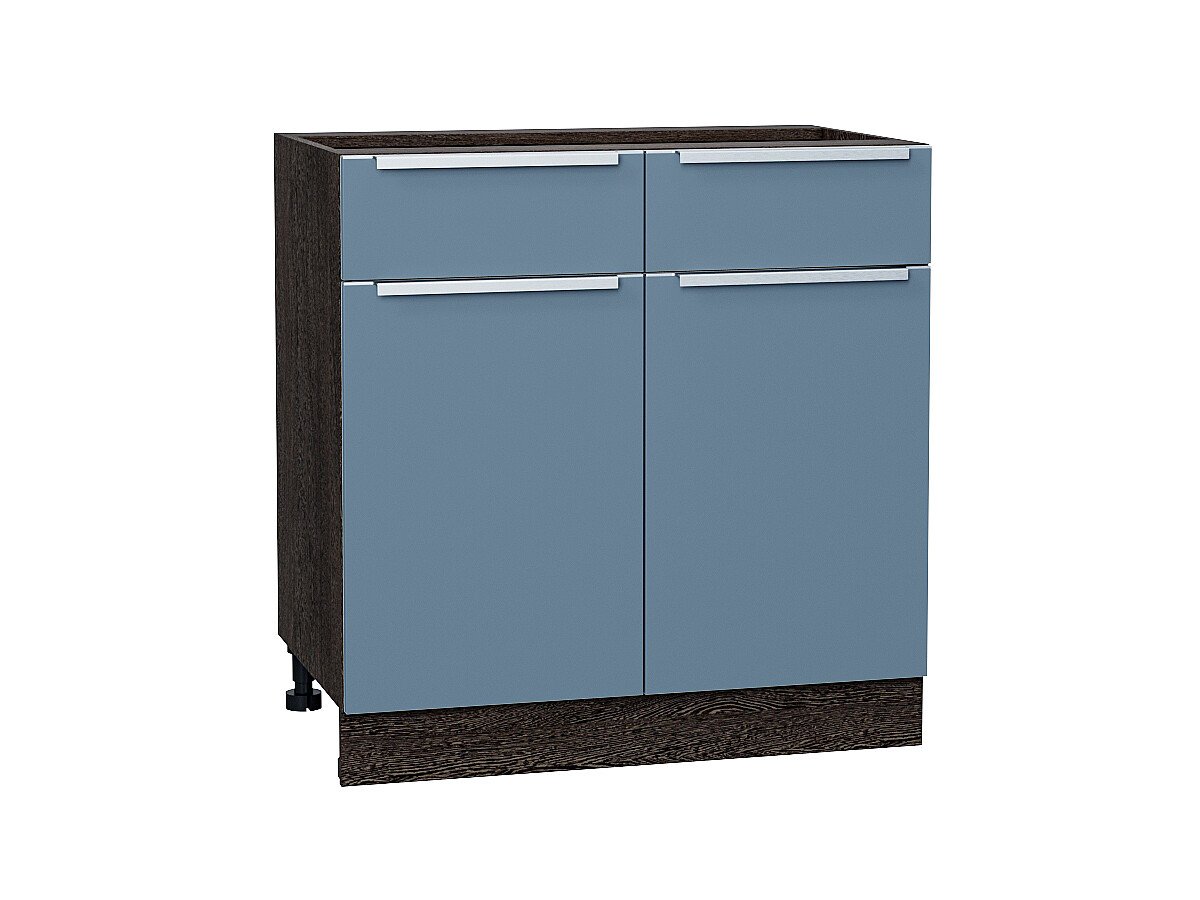 Шкаф нижний с 2-мя дверцами и 2-мя ящиками Фьюжн, цвет: Silky Blue Шкаф нижний с 2-мя дверцами и 2-мя ящиками Фьюжн, цвет: Silky Blue