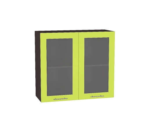 Шкаф верхний с 2-мя остекленными дверцами Валерия-М, цвет: Лайм глянец