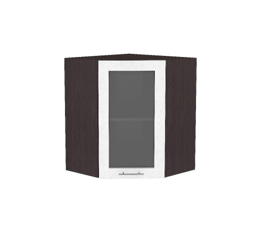 Шкаф верхний угловой остекленный Валерия-М, цвет: Белый металлик