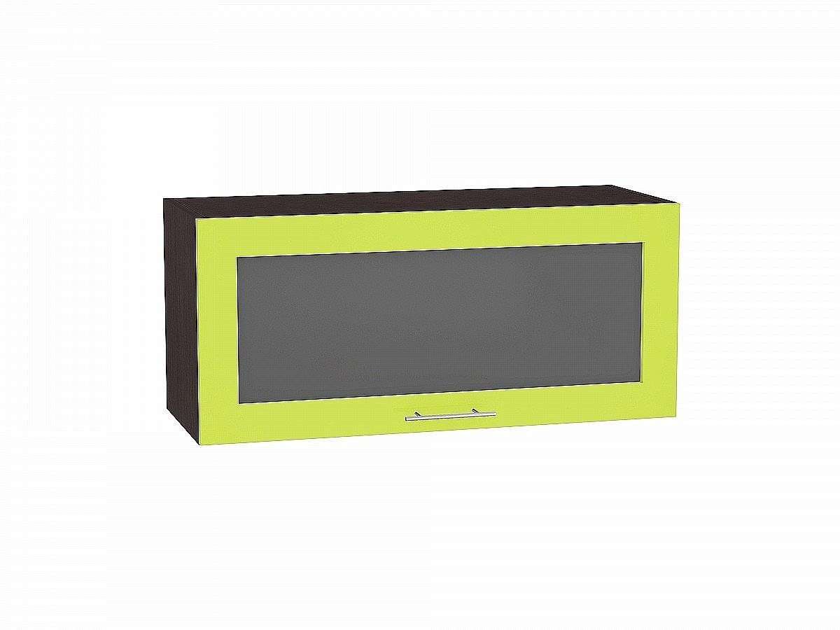 Шкаф верхний горизонтальный остекленный Валерия-М, цвет: Лайм глянец Шкаф верхний горизонтальный остекленный Валерия-М, цвет: Лайм глянец