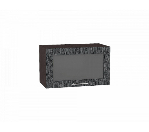 Шкаф верхний горизонтальный остекленный Валерия-М, цвет: Черный металлик дождь