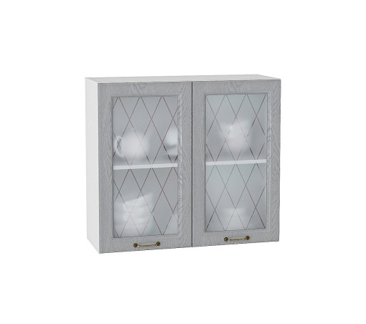 Шкаф верхний с 2-мя остекленными дверцами Ницца, цвет: Дуб серый