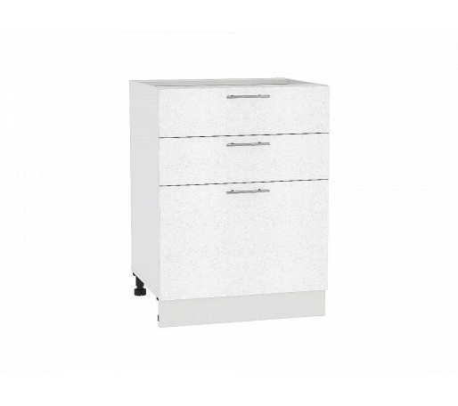 Шкаф нижний с 3-мя ящиками Валерия-М, цвет: Белый металлик