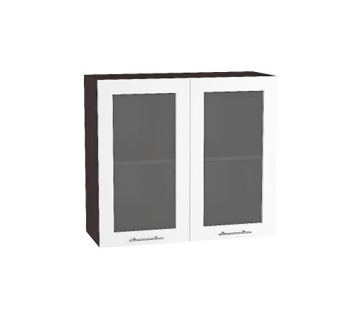 Шкаф верхний с 2-мя остекленными дверцами Валерия-М, цвет: Белый глянец