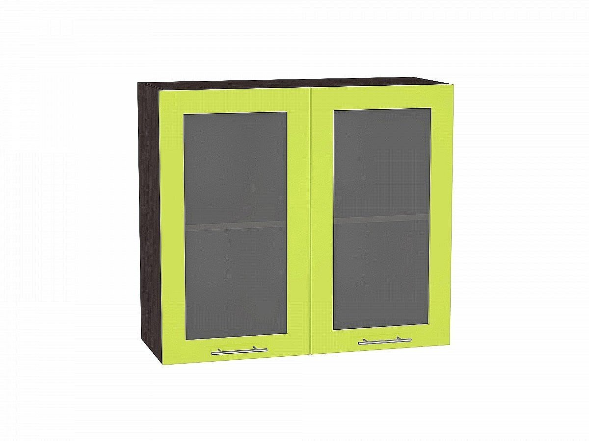 Шкаф верхний с 2-мя остекленными дверцами Валерия-М, цвет: Лайм глянец Шкаф верхний с 2-мя остекленными дверцами Валерия-М, цвет: Лайм глянец