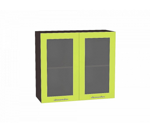 Шкаф верхний с 2-мя остекленными дверцами Валерия-М, цвет: Лайм глянец