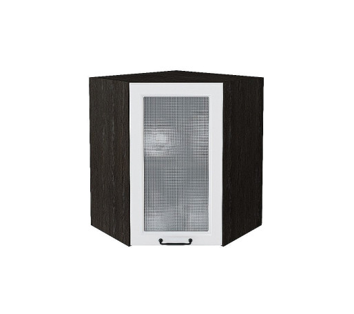 Шкаф верхний угловой остекленный Ницца, цвет: Blanco