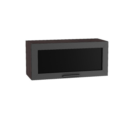 Шкаф верхний горизонтальный остекленный Глетчер, цвет: Маренго Силк