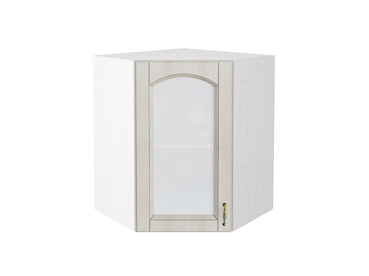 Шкаф верхний угловой остекленный Верона L, цвет: Ясень золото Шкаф верхний угловой остекленный Верона L, цвет: Ясень золото