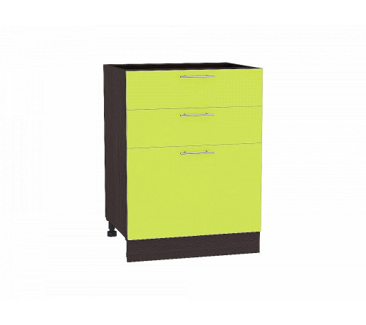 Шкаф нижний с 3-мя ящиками Валерия-М, цвет: Лайм глянец