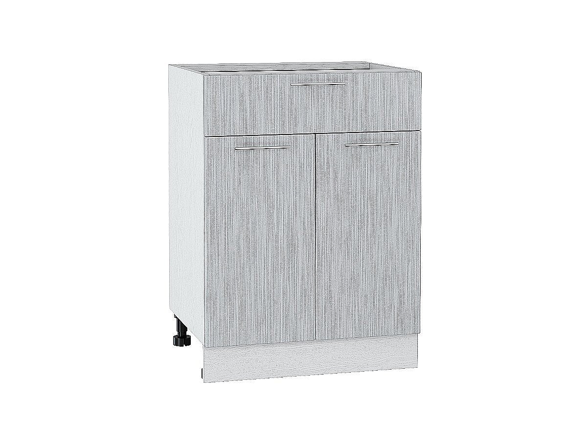 Шкаф нижний с 2-мя дверцами и ящиком Валерия-М, цвет: Серый металлик дождь светлый Шкаф нижний с 2-мя дверцами и ящиком Валерия-М, цвет: Серый металлик дождь светлый