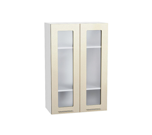 Шкаф верхний с 2-мя остекленными дверцами Валерия-М, цвет: Бежевый металлик