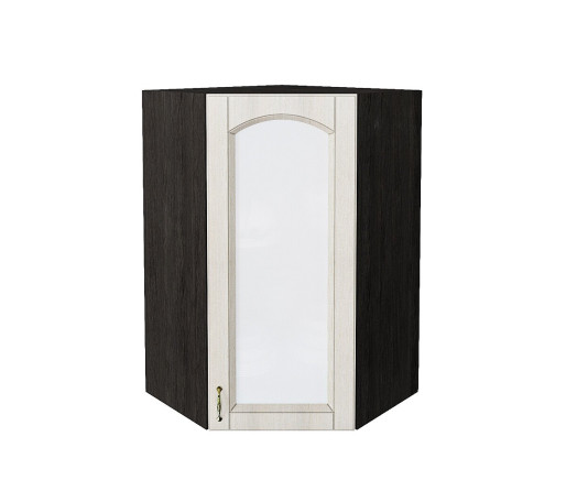 Шкаф верхний угловой остекленный Верона R, цвет: Ясень золото