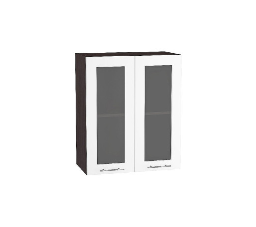 Шкаф верхний с 2-мя остекленными дверцами Валерия-М, цвет: Белый глянец