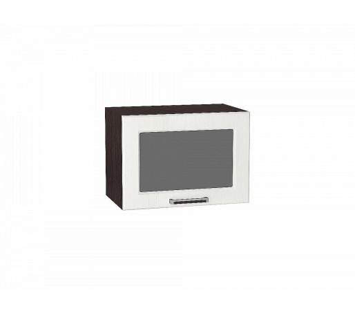 Шкаф верхний горизонтальный остекленный Прага, цвет: Белое дерево