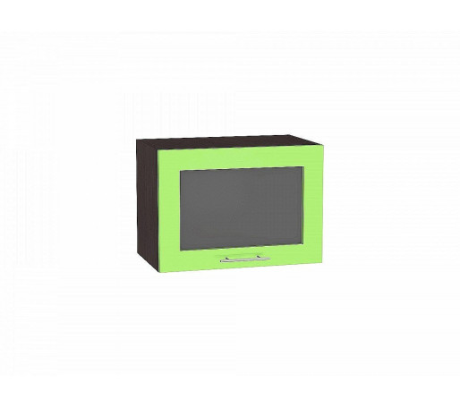 Шкаф верхний горизонтальный остекленный Валерия-М, цвет: Салатовый глянец