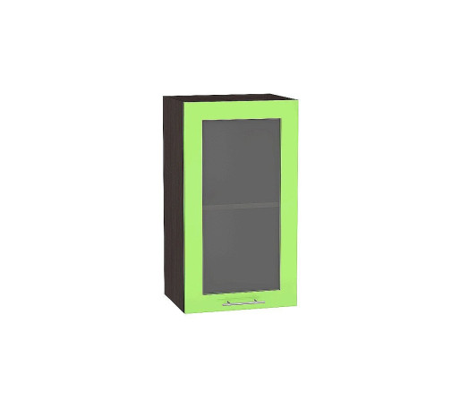 Шкаф верхний с 1-ой остекленной дверцей Валерия-М, цвет: Салатовый глянец