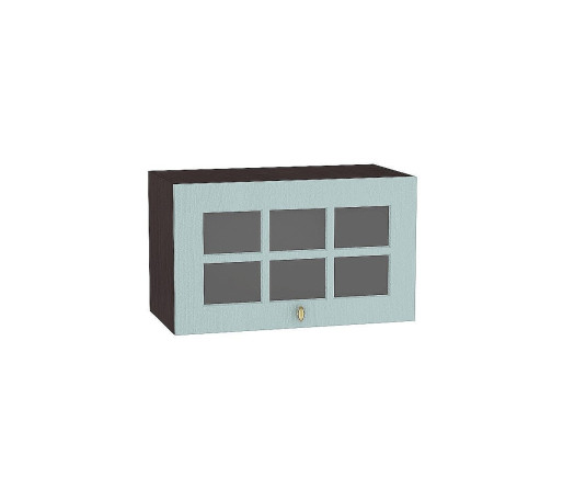 Шкаф верхний горизонтальный остекленный глубокий Прованс, цвет: Голубой