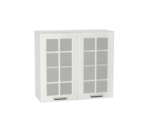 Шкаф верхний с 2-мя остекленными дверцами Прага, цвет: Белое дерево