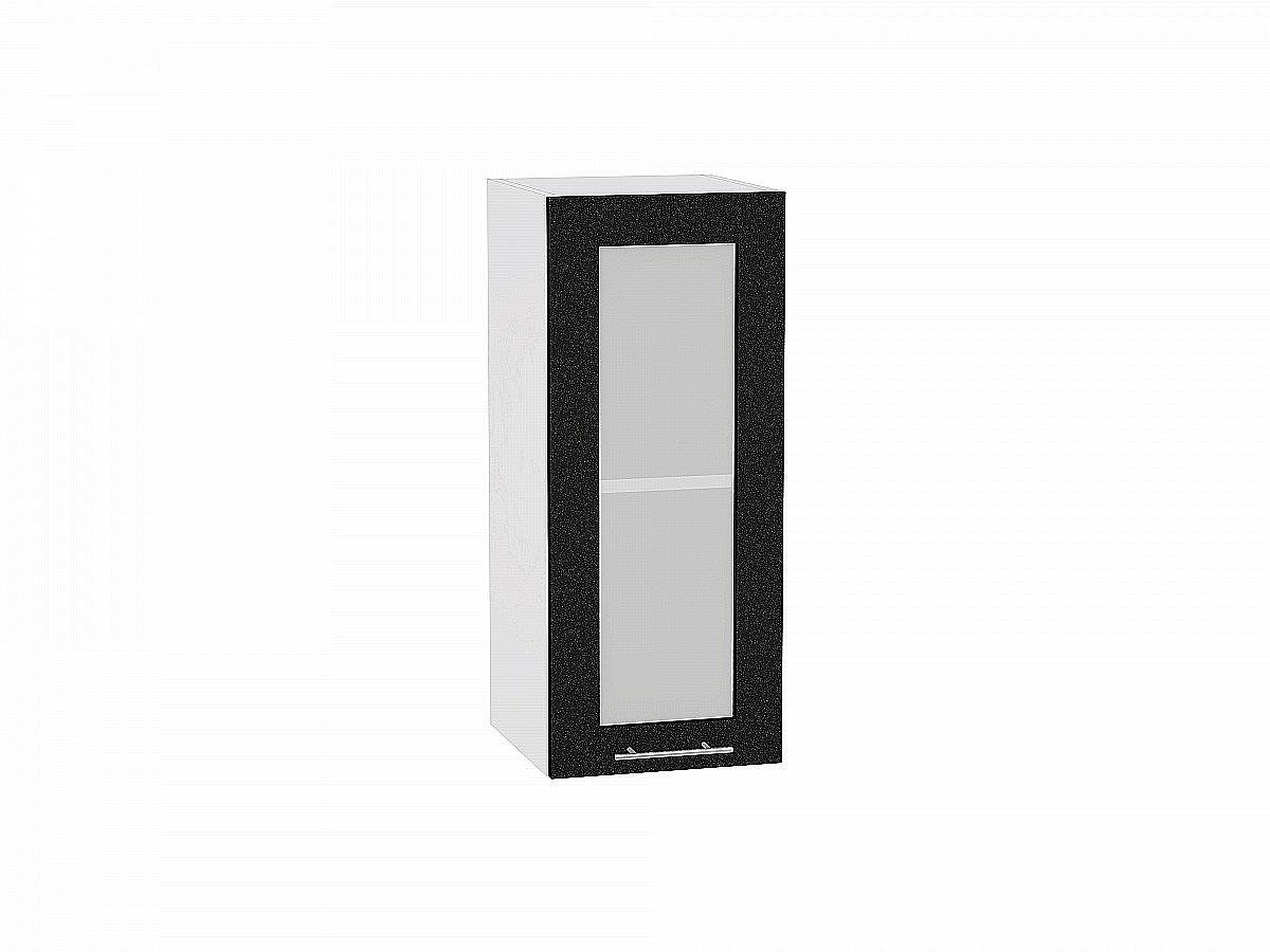 Шкаф верхний с 1-ой остекленной дверцей Валерия-М, цвет: Черный металлик Шкаф верхний с 1-ой остекленной дверцей Валерия-М, цвет: Черный металлик