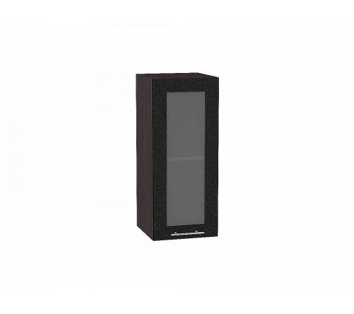 Шкаф верхний с 1-ой остекленной дверцей Валерия-М, цвет: Черный металлик