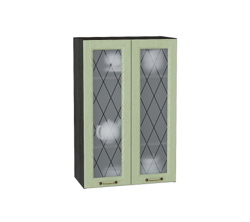 Шкаф верхний с 2-мя остекленными дверцами Ницца, цвет: Дуб оливковый