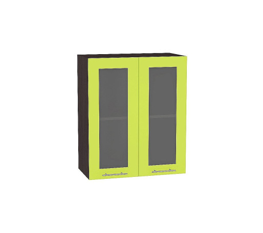 Шкаф верхний с 2-мя остекленными дверцами Валерия-М, цвет: Лайм глянец