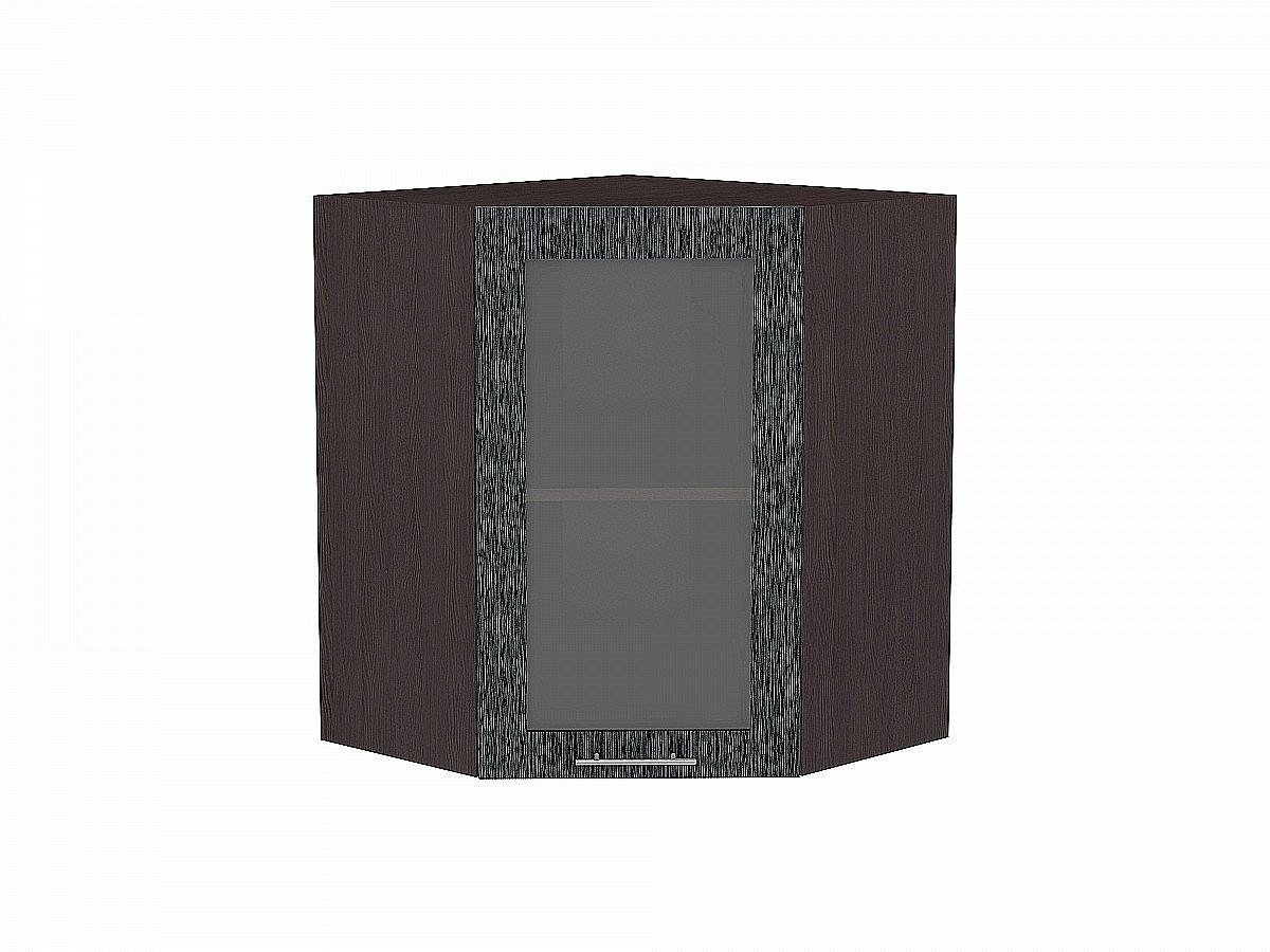 Шкаф верхний угловой остекленный Валерия-М, цвет: Черный металлик дождь Шкаф верхний угловой остекленный Валерия-М, цвет: Черный металлик дождь
