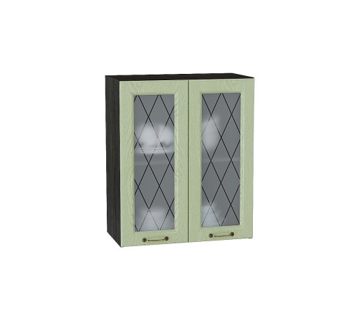 Шкаф верхний с 2-мя остекленными дверцами Ницца, цвет: Дуб оливковый