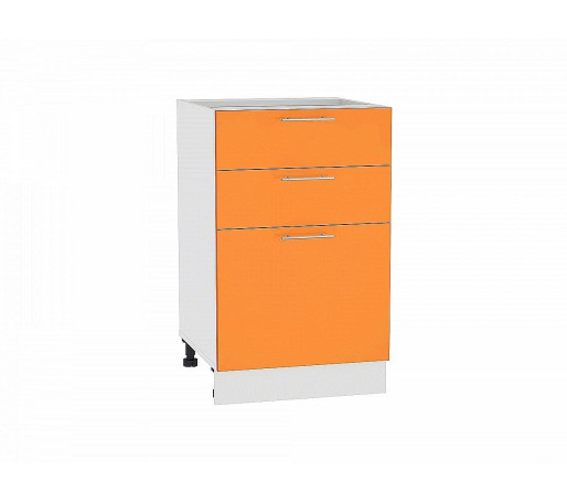 Шкаф нижний с 3-мя ящиками Валерия-М, цвет: Оранжевый глянец