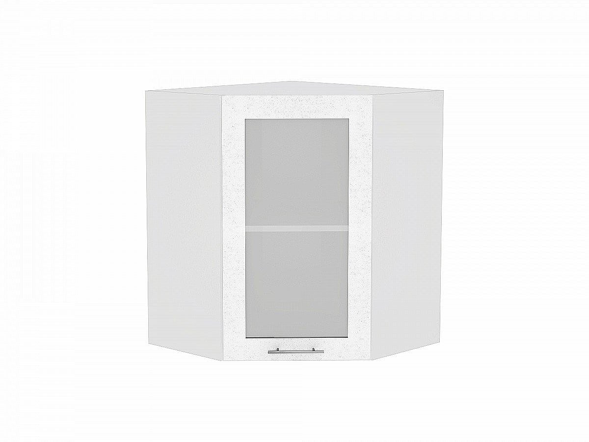 Шкаф верхний угловой остекленный Валерия-М, цвет: Белый металлик Шкаф верхний угловой остекленный Валерия-М, цвет: Белый металлик