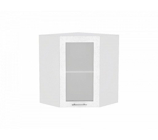 Шкаф верхний угловой остекленный Валерия-М, цвет: Белый металлик