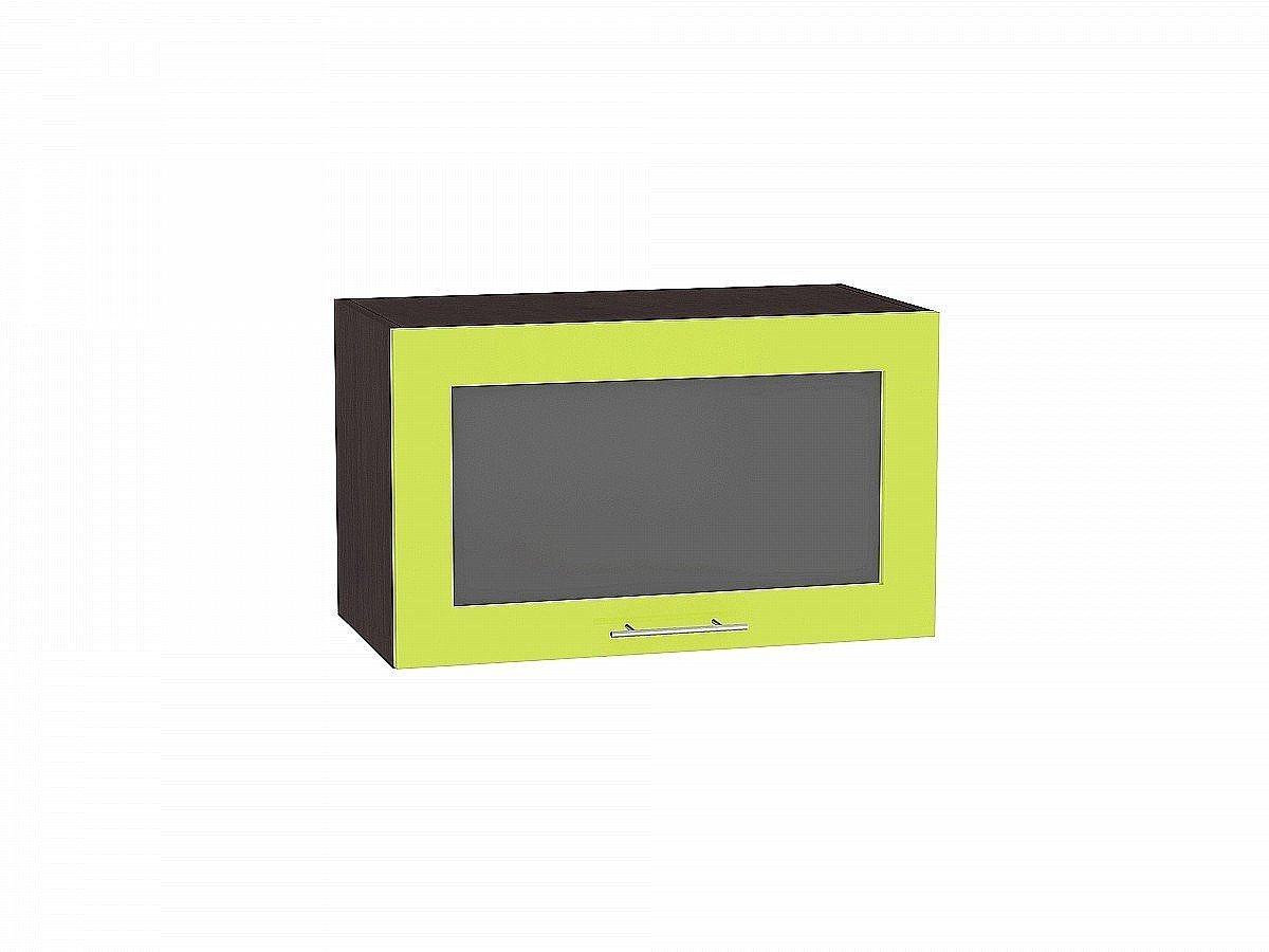Шкаф верхний горизонтальный остекленный Валерия-М, цвет: Лайм глянец Шкаф верхний горизонтальный остекленный Валерия-М, цвет: Лайм глянец