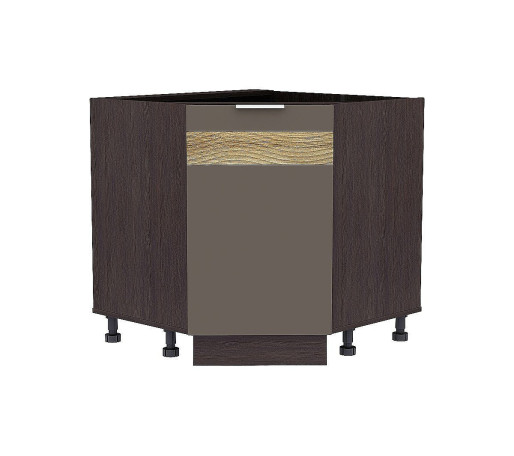 Шкаф нижний угловой (трапеция) Терра DR, цвет: Смоки Софт