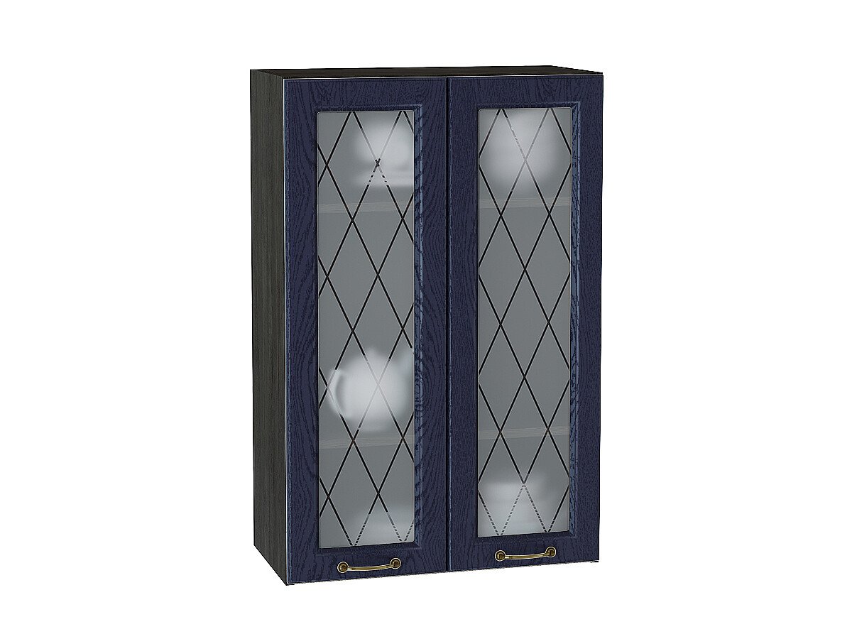 Шкаф верхний с 2-мя остекленными дверцами Ницца, цвет: Дуб синий Шкаф верхний с 2-мя остекленными дверцами Ницца, цвет: Дуб синий