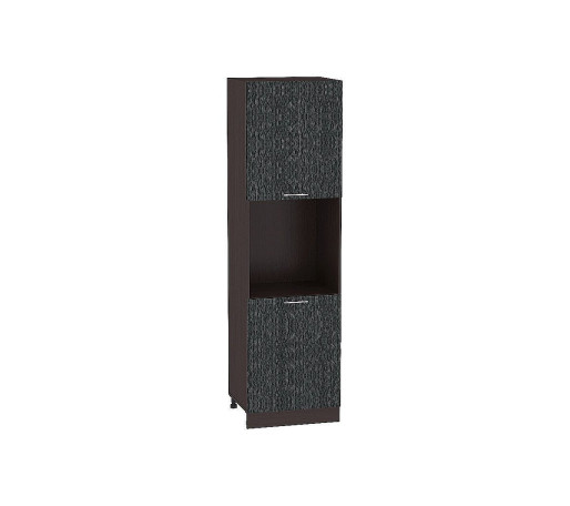 Шкаф пенал с 2-мя дверцами под технику Валерия-М, цвет: Черный металлик дождь