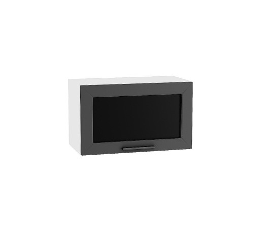 Шкаф верхний горизонтальный остекленный глубокий Глетчер, цвет: Маренго Силк