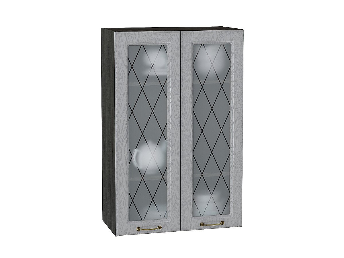 Шкаф верхний с 2-мя остекленными дверцами Ницца, цвет: Дуб серый Шкаф верхний с 2-мя остекленными дверцами Ницца, цвет: Дуб серый